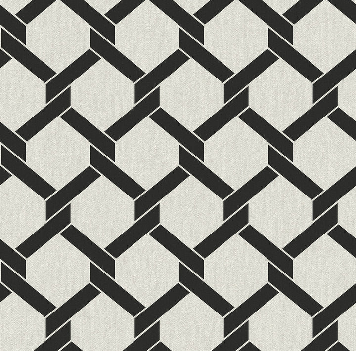 Payton Black Hexagon Trellis Wallpaper by A-Street Prints Dimensions Covers about 60.8 square feet 27-in by 27-ft long roll Unpasted 25.2 - Fabric Carolina -