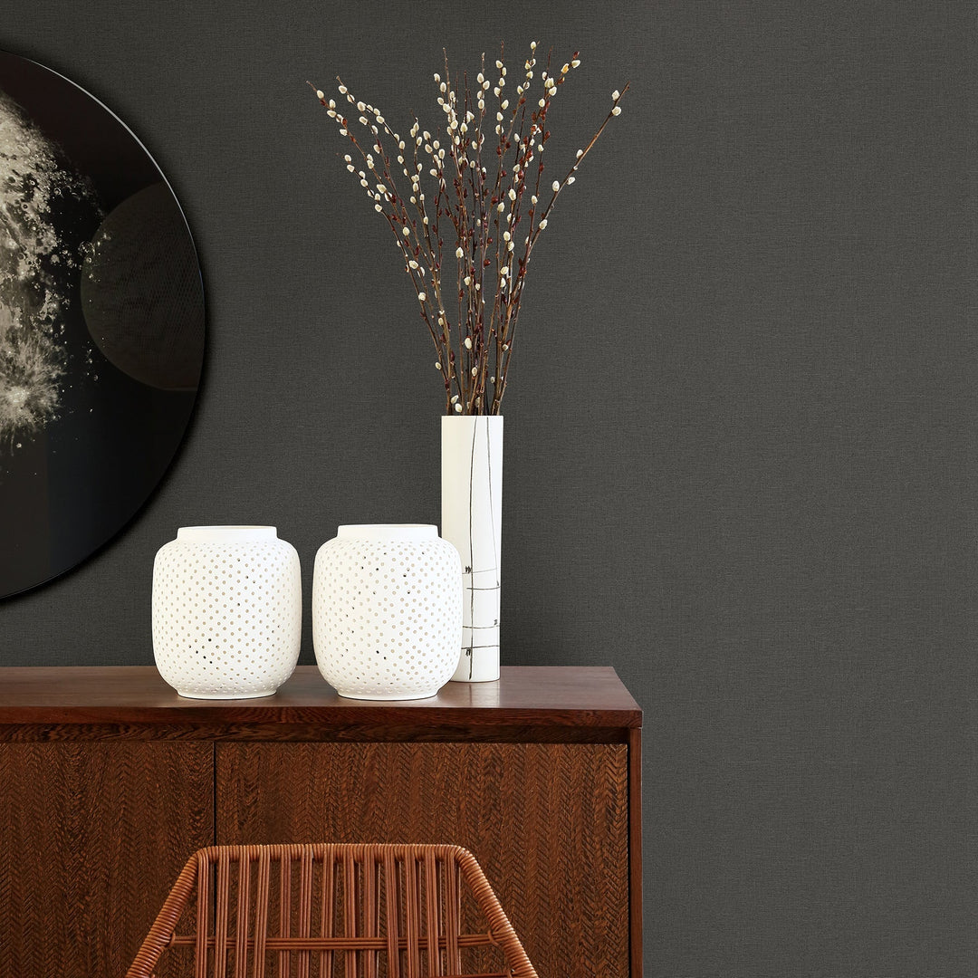 Meade Charcoal Fine Weave Wallpaper by A-Street Prints Designer