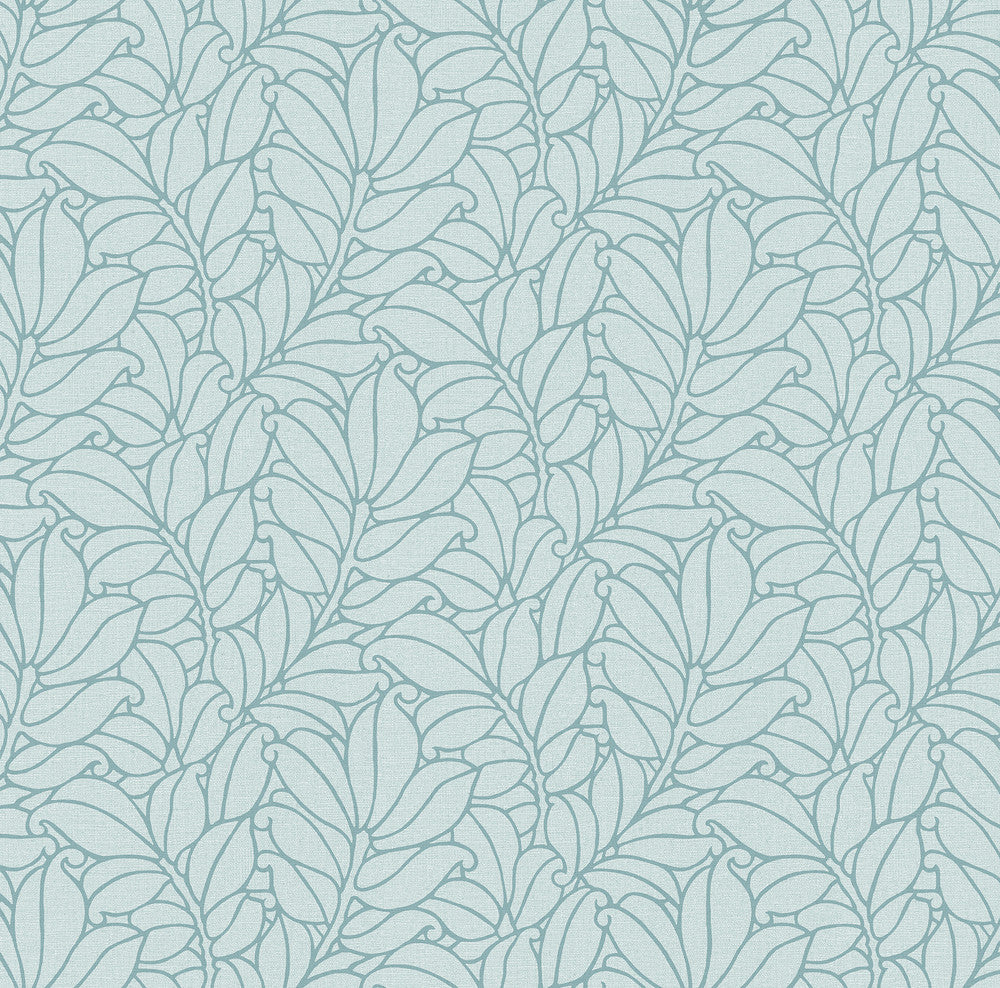 Coraline Teal Leaf Wallpaper by A-Street Prints Dimensions Covers about 60.8 square feet 27-in by 27-ft long roll Unpasted 25.2 - Fabric Carolina -