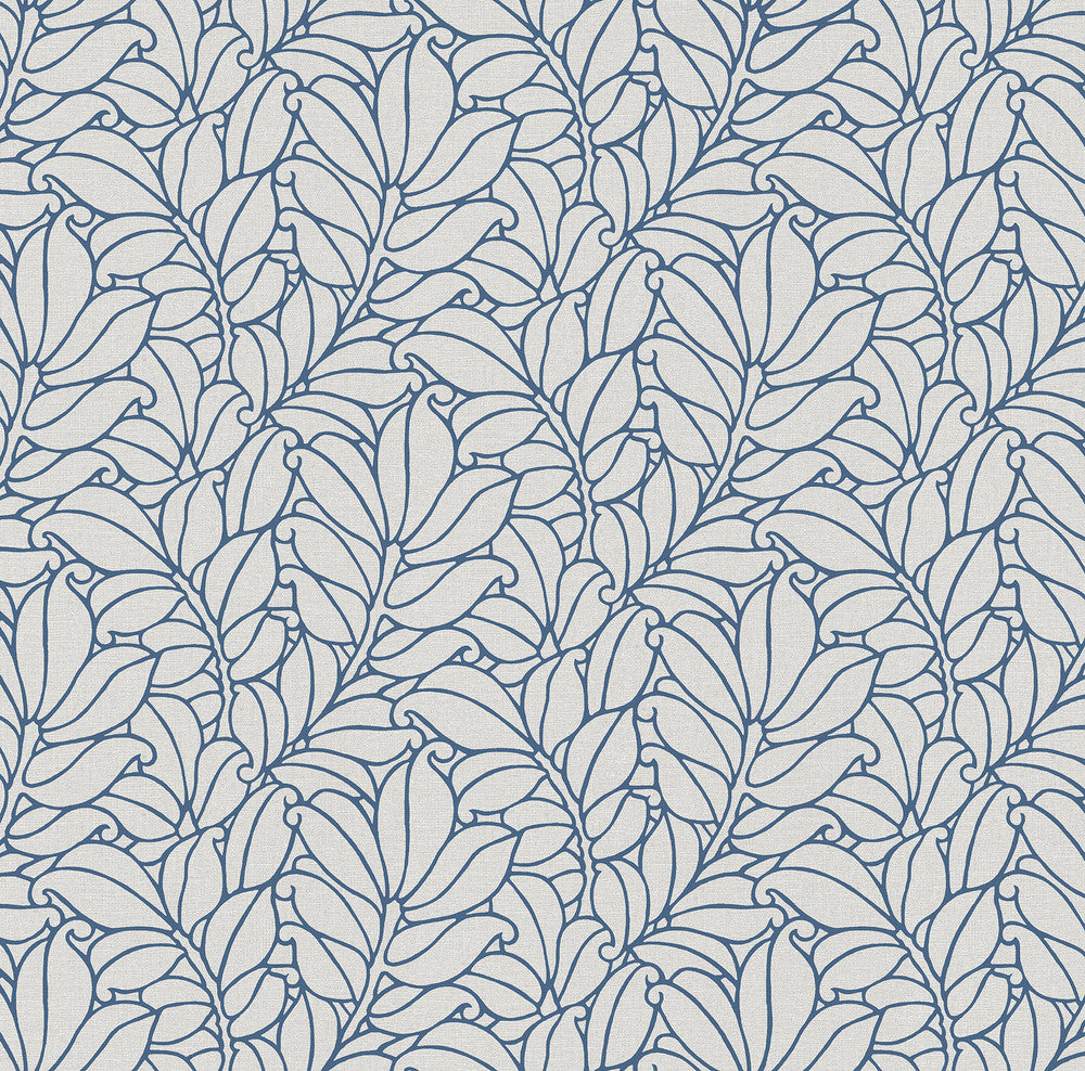 Coraline Blue Leaf Wallpaper by A-Street Prints Dimensions Covers about 60.8 square feet 27-in by 27-ft long roll Unpasted 25.2 - Fabric Carolina -