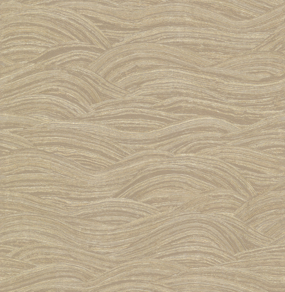 Leith Gold Zen Waves Wallpaper by A-Street Prints Dimensions Covers about 57.5 square feet 20.9-in by 33-ft long roll Unpasted 20.9 - Fabric Carolina -