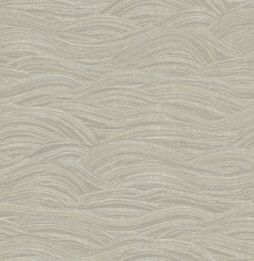 Leith Taupe Zen Waves Wallpaper by A-Street Prints Dimensions Covers about 57.5 square feet 20.9-in by 33-ft long roll Unpasted 20.9 - Fabric Carolina -