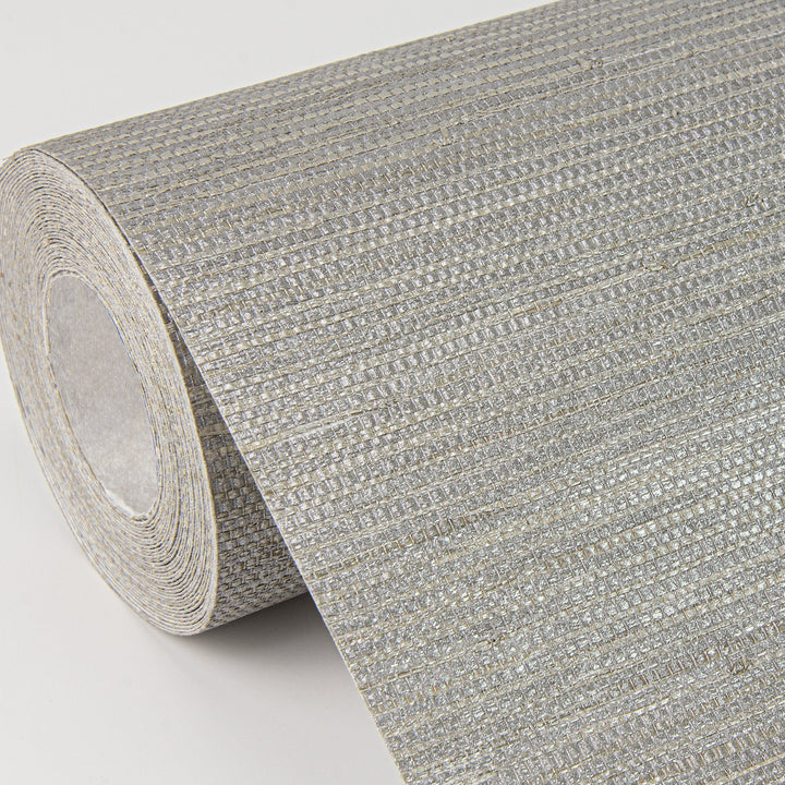 Liaohe Silver Raffia Grasscloth Wallpaper by A-Street Prints Designer