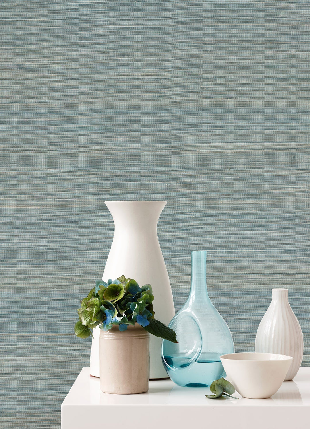 Mai Turquoise Abaca Grasscloth Wallpaper by A-Street Prints Designer