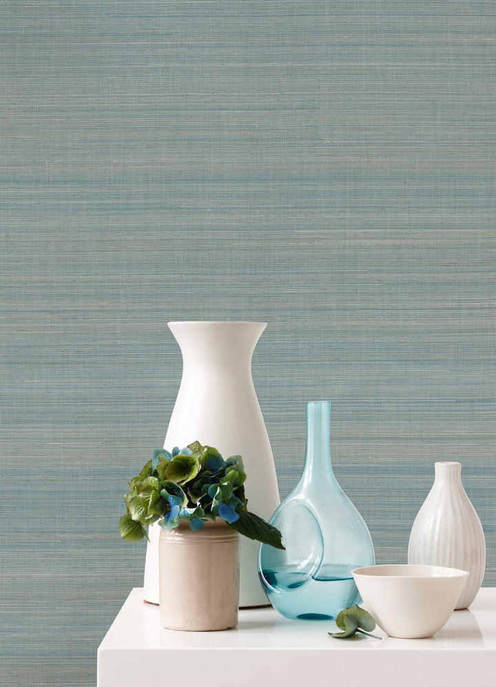 Mai Turquoise Abaca Grasscloth Wallpaper by A-Street Prints Designer
