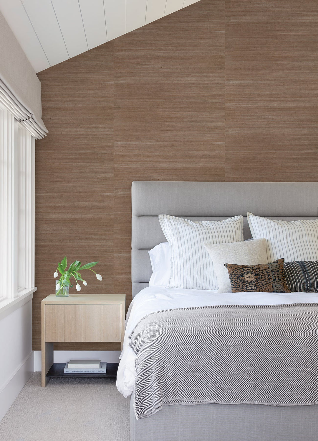 Caihon Rust Sisal Grasscloth Wallpaper by A-Street Prints Designer