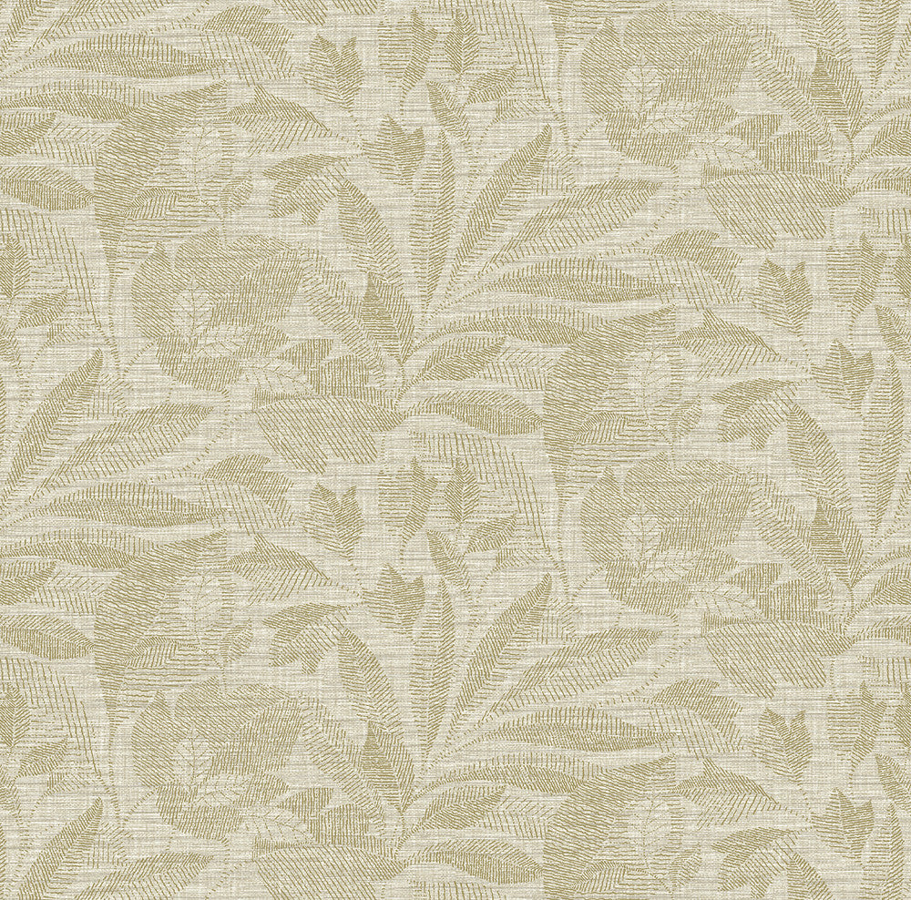 Lei Gold Leaf Wallpaper by A-Street Prints Loom Covers about 60.8 square feet 27-in by 27-ft long roll Unpasted 27 - Fabric Carolina -