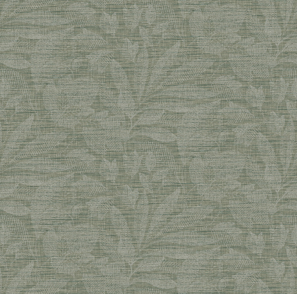 Lei Jade Leaf Wallpaper by A-Street Prints Loom Covers about 60.8 square feet 27-in by 27-ft long roll Unpasted 27 - Fabric Carolina -