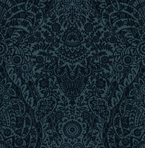 Maris Indigo Flock Damask Wallpaper by A-Street Prints