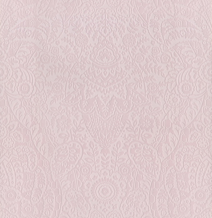 Maris Pink Flock Damask Wallpaper by A-Street Prints Daylight Covers about 56.4 square feet 20.5-in by 33-ft long roll Unpasted 21 - Fabric Carolina -