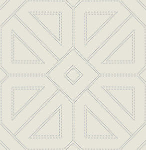 Voltaire Grey Beaded Geometric Wallpaper by A-Street Prints