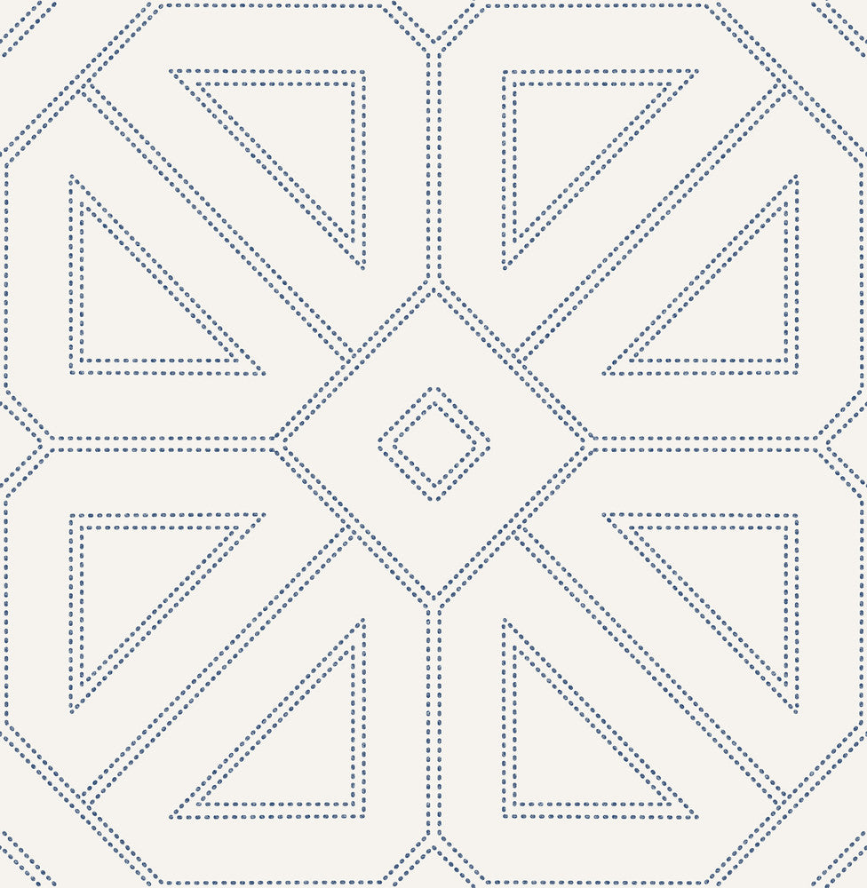 Voltaire Indigo Beaded Geometric Wallpaper by A-Street Prints Daylight Covers about 56.4 square feet 20.5-in by 33-ft long roll Unpasted 21 - Fabric Carolina -