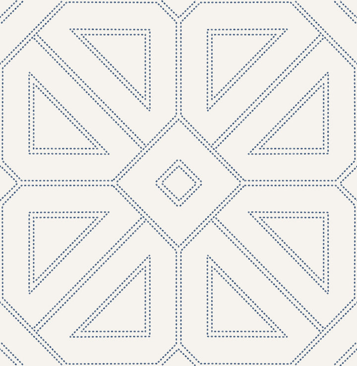 Voltaire Indigo Beaded Geometric Wallpaper by A-Street Prints Daylight Covers about 56.4 square feet 20.5-in by 33-ft long roll Unpasted 21 - Fabric Carolina -