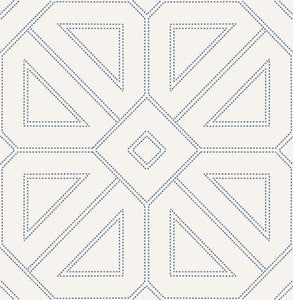 Voltaire Indigo Beaded Geometric Wallpaper by A-Street Prints