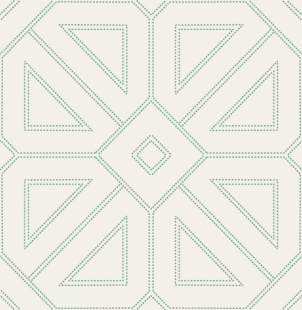 Voltaire Green Beaded Geometric Wallpaper by A-Street Prints Daylight Covers about 56.4 square feet 20.5-in by 33-ft long roll Unpasted 21 - Fabric Carolina -