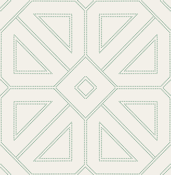 Voltaire Green Beaded Geometric Wallpaper by A-Street Prints Daylight Covers about 56.4 square feet 20.5-in by 33-ft long roll Unpasted 21 - Fabric Carolina -