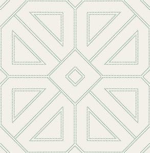 Voltaire Green Beaded Geometric Wallpaper by A-Street Prints
