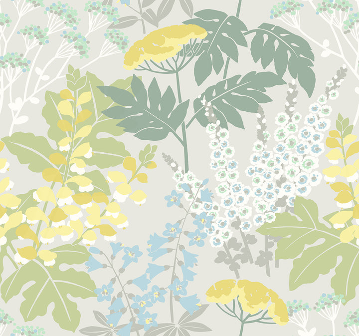 Brie Pastel Forest Flowers Wallpaper by A-Street Prints Daylight Covers about 60.8 square feet 27-in by 27-ft long roll Unpasted 25.25 - Fabric Carolina -