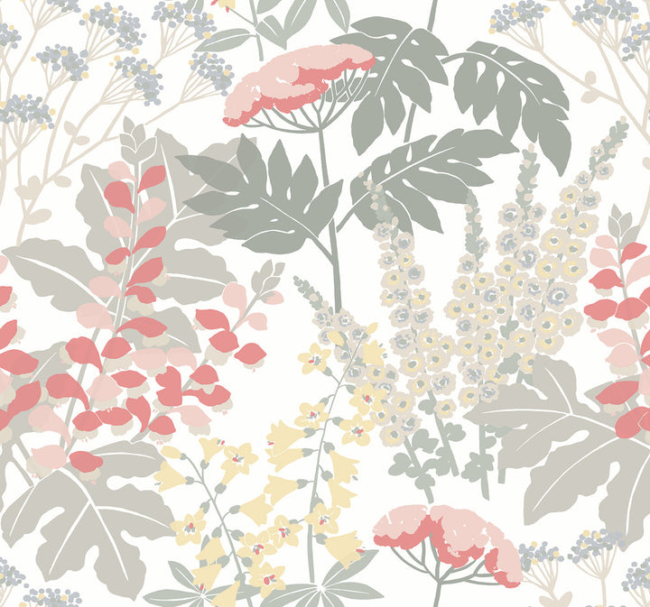 Brie Pink Forest Flowers Wallpaper by A-Street Prints Daylight Covers about 60.8 square feet 27-in by 27-ft long roll Unpasted 25.25 - Fabric Carolina -