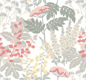 Brie Pink Forest Flowers Wallpaper by A-Street Prints