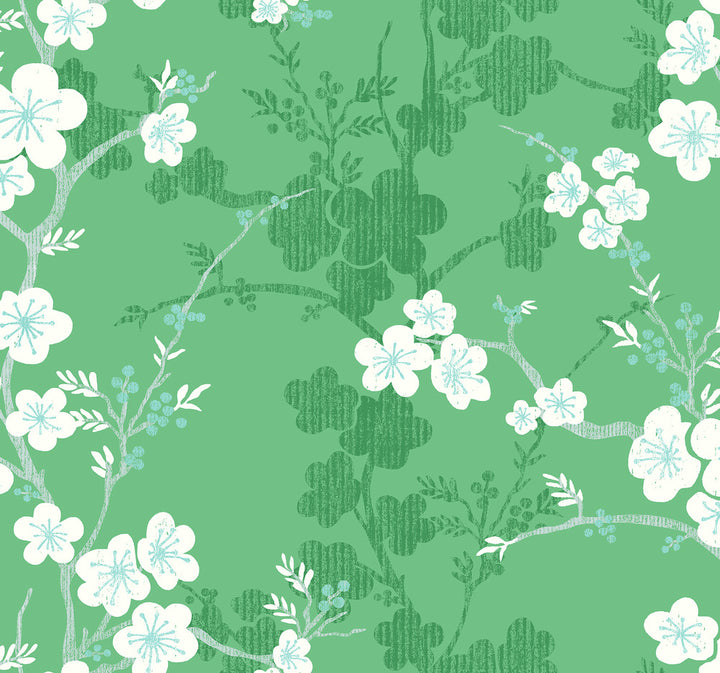 Nicolette Green Floral Trail Wallpaper by A-Street Prints Daylight Covers about 60.8 square feet 27-in by 27-ft long roll Unpasted 25.25 - Fabric Carolina -