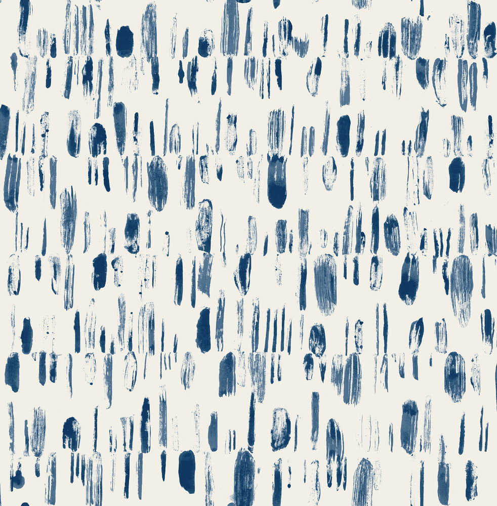 Dwell Navy Brushstrokes Wallpaper by A-Street Prints Daylight Covers about 56.4 square feet 20.5-in by 33-ft long roll Unpasted 21 - Fabric Carolina -