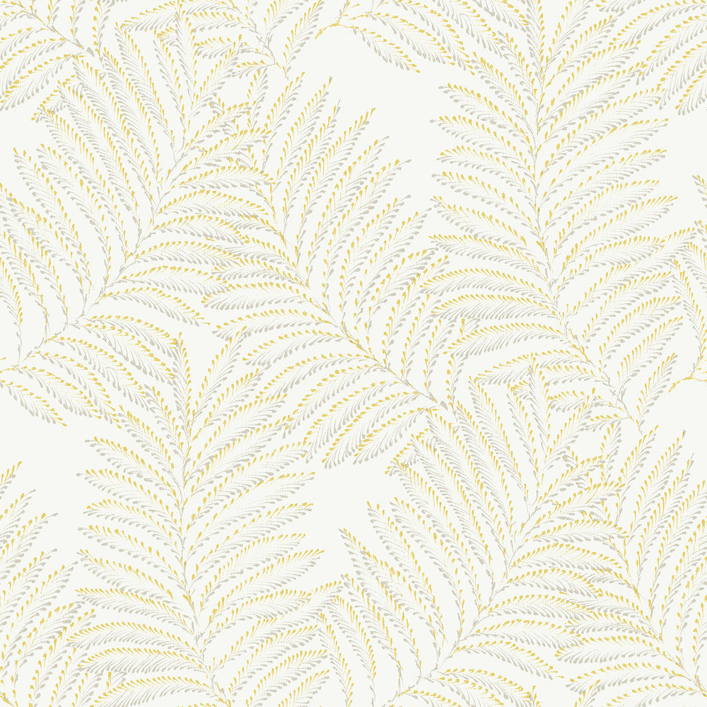 Finnley Yellow Inked Fern Wallpaper by A-Street Prints Daylight Covers about 56.4 square feet 20.5-in by 33-ft long roll Unpasted 21 - Fabric Carolina -