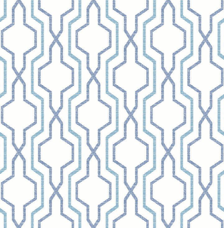 Rion Blue Trellis Wallpaper by A-Street Prints Daylight Covers about 56.4 square feet 20.5-in by 33-ft long roll Unpasted 21 - Fabric Carolina -