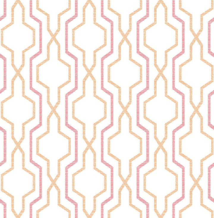 Rion Orange Trellis Wallpaper by A-Street Prints Daylight Covers about 56.4 square feet 20.5-in by 33-ft long roll Unpasted 21 - Fabric Carolina -