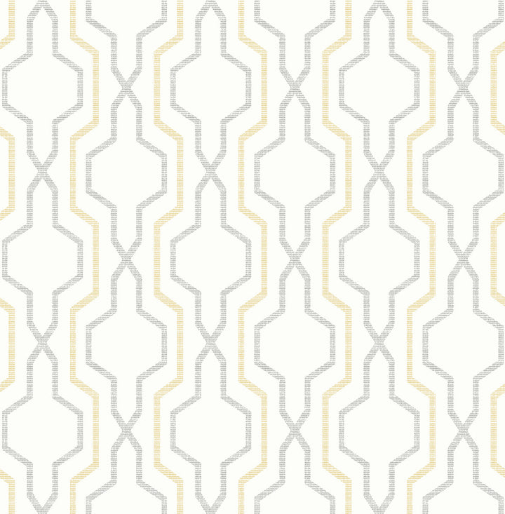 Rion Yellow Trellis Wallpaper by A-Street Prints Daylight Covers about 56.4 square feet 20.5-in by 33-ft long roll Unpasted 21 - Fabric Carolina -