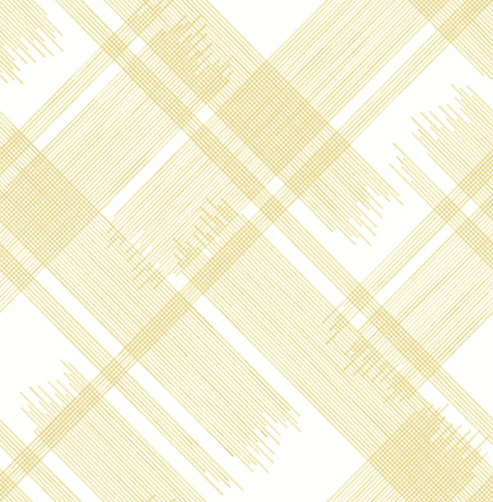 Zag Yellow Modern Plaid Wallpaper by A-Street Prints Daylight Covers about 56.4 square feet 20.5-in by 33-ft long roll Unpasted 21 - Fabric Carolina -