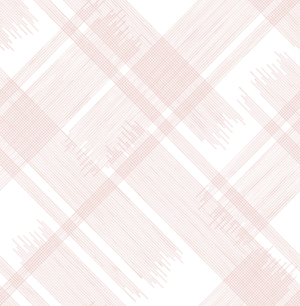 Zag Pink Modern Plaid Wallpaper by A-Street Prints Daylight Covers about 56.4 square feet 20.5-in by 33-ft long roll Unpasted 21 - Fabric Carolina -