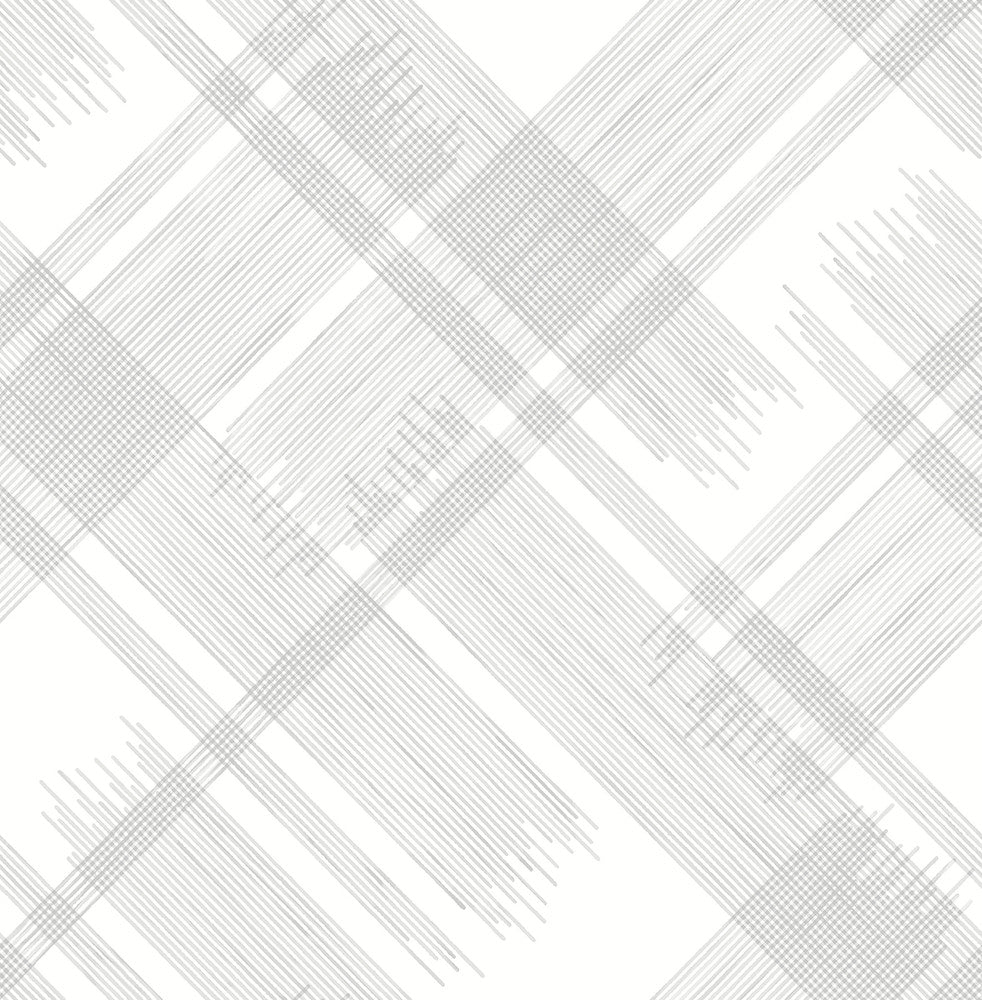 Zag Grey Modern Plaid Wallpaper by A-Street Prints Daylight Covers about 56.4 square feet 20.5-in by 33-ft long roll Unpasted 21 - Fabric Carolina -