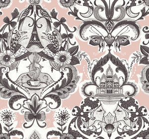 Sadie Blush Parisian Damask Wallpaper by A-Street Prints