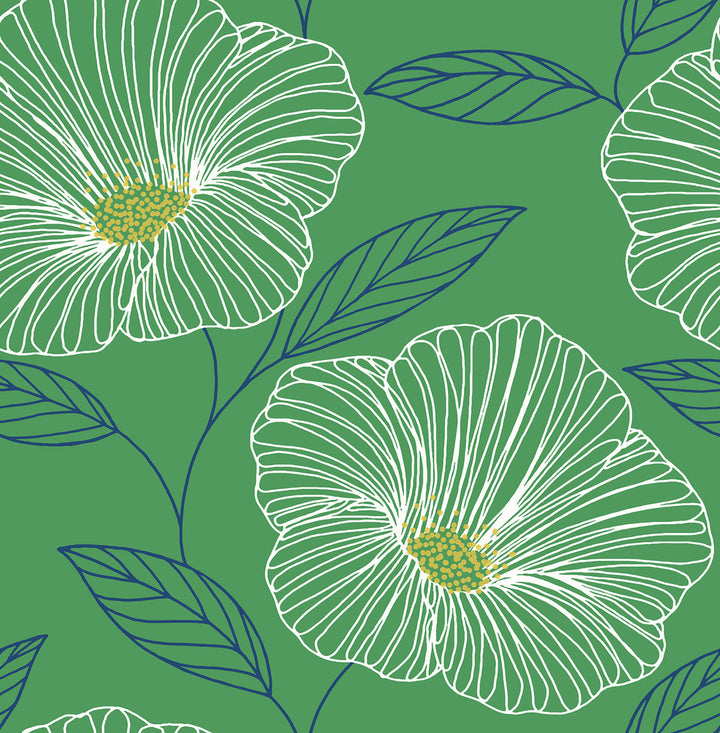 Mythic Green Floral Wallpaper by A-Street Prints Daylight Covers about 56.4 square feet 20.5-in by 33-ft long roll Unpasted 21 - Fabric Carolina -
