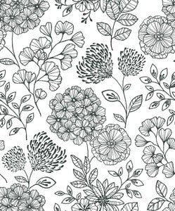 Ada Black Floral Wallpaper by A-Street Prints