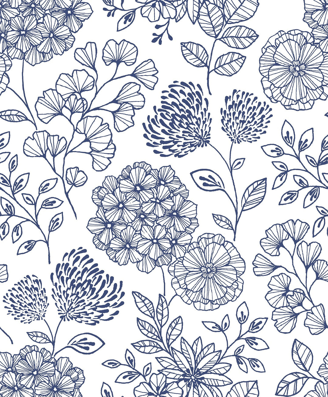 Ada Blue Floral Wallpaper by A-Street Prints Designer
