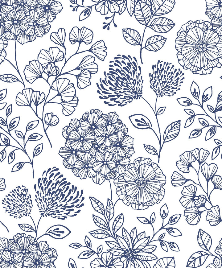 Ada Blue Floral Wallpaper by A-Street Prints Designer
