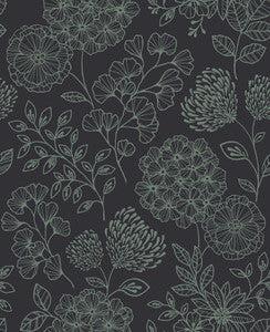 Ada Charcoal Floral Wallpaper by A-Street Prints