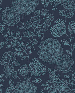 Ada Indigo Floral Wallpaper by A-Street Prints