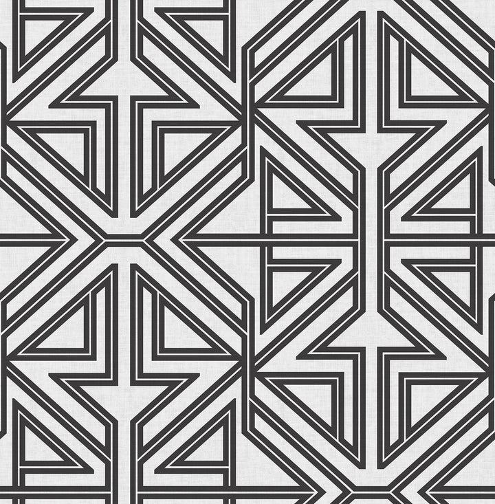 Kachel Black Geometric Wallpaper by A-Street Prints Scott Living II Covers about 56.4 square feet 20.5-in by 33-ft long roll Unpasted 20.9 - Fabric Carolina -