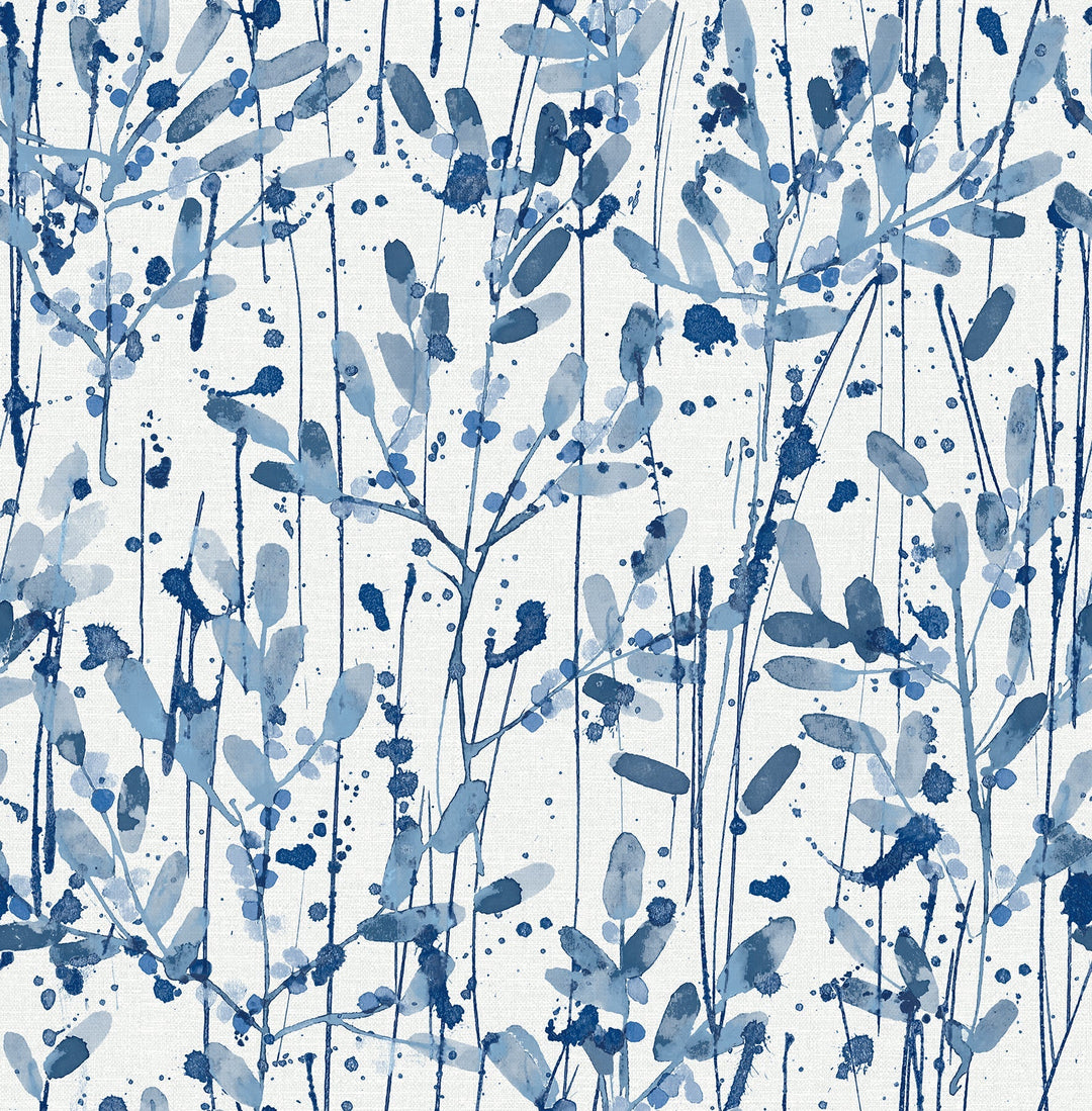 Leandra Indigo Floral Trail Wallpaper by A-Street Prints Designer