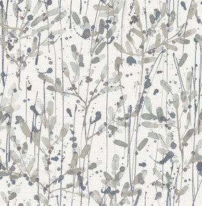 Leandra Grey Floral Trail Wallpaper by A-Street Prints