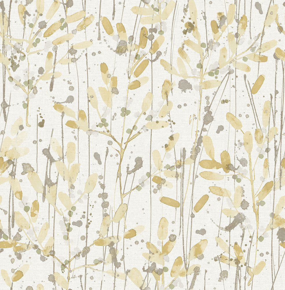 Leandra Yellow Floral Trail Wallpaper by A-Street Prints Scott Living II Covers about 56.4 square feet 20.5-in by 33-ft long roll Unpasted 20.9 - Fabric Carolina -