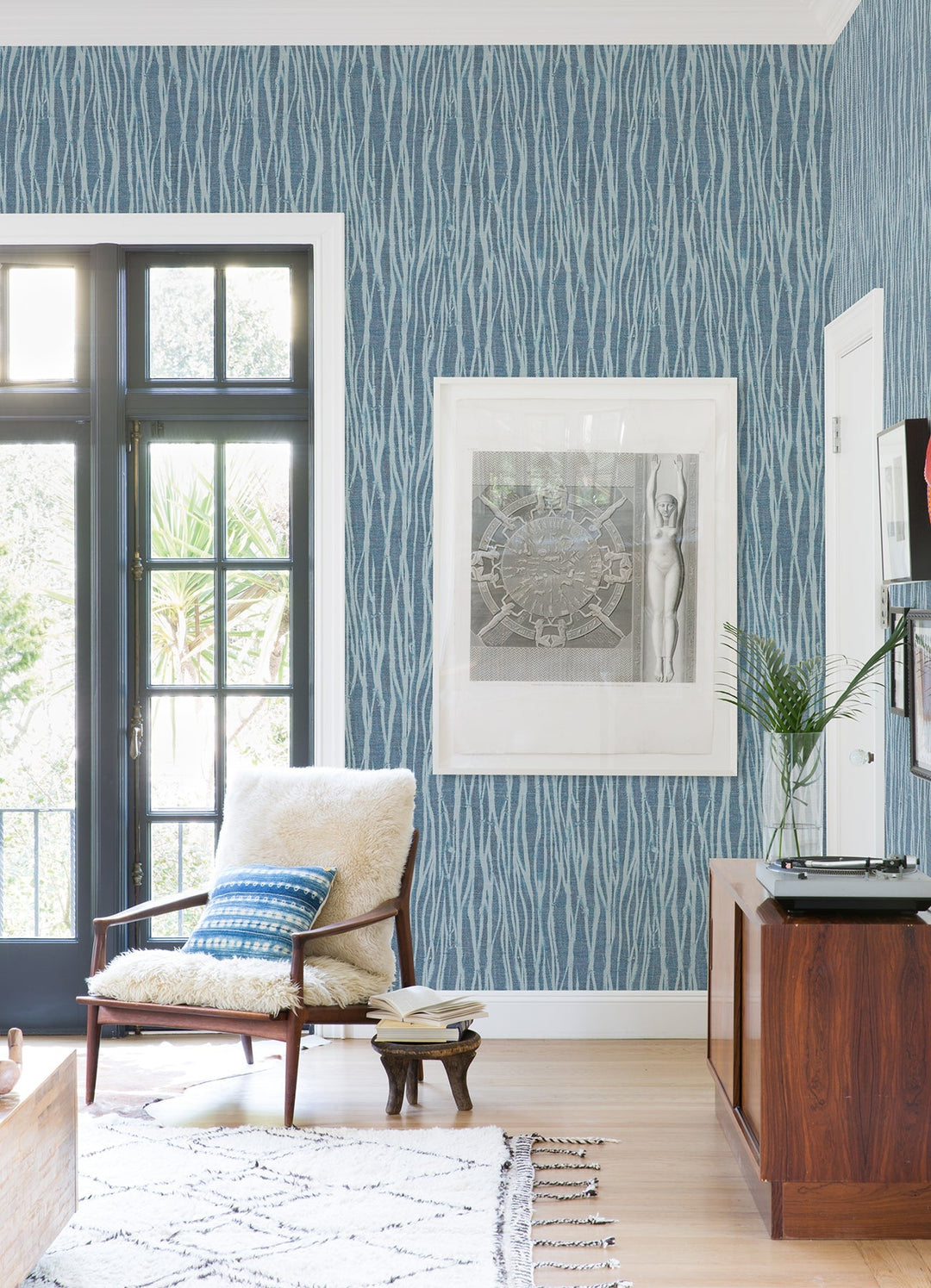 Nazar Indigo Indigo Stripe Wallpaper by A-Street Prints Designer