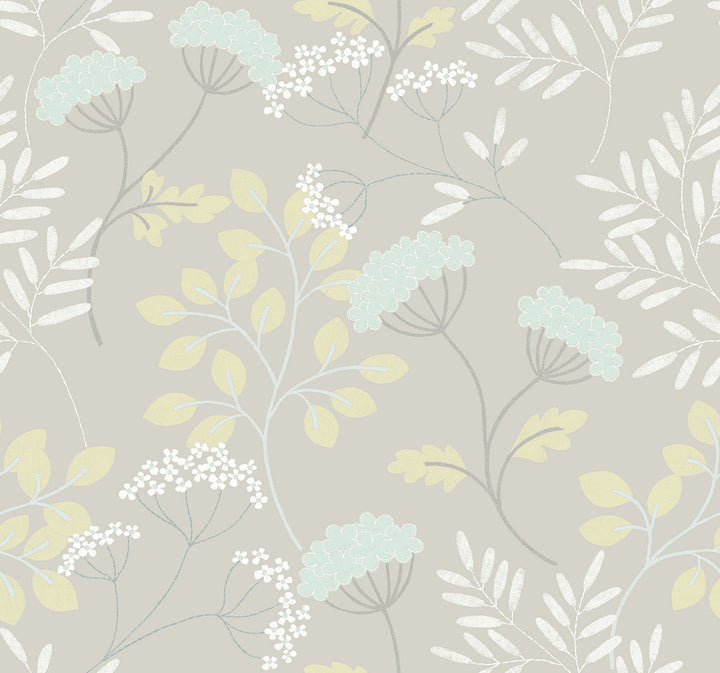 Sorrel Light Grey Botanical Wallpaper by A-Street Prints Scott Living II Covers about 60.8 square feet 27-in by 27-ft long roll Unpasted 25.2 - Fabric Carolina -