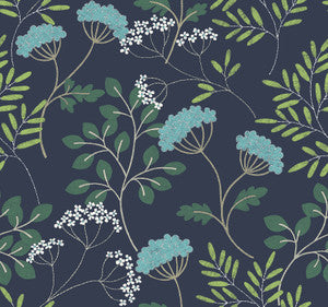Sorrel Navy Botanical Wallpaper by A-Street Prints
