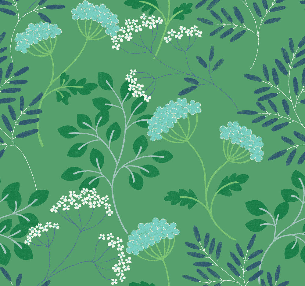 Sorrel Green Botanical Wallpaper by A-Street Prints Scott Living II Covers about 60.8 square feet 27-in by 27-ft long roll Unpasted 25.2 - Fabric Carolina -