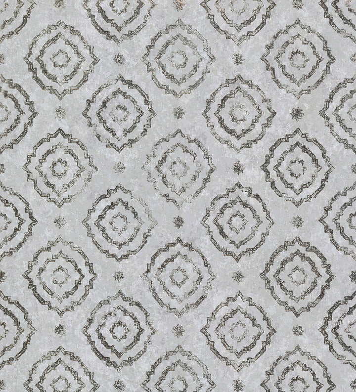 Uma Silver Medallion Wallpaper by A-Street Prints Grey Resource Covers about 75.9 square feet 27.6-in by 33-ft long roll Unpasted 25.2 - Fabric Carolina -