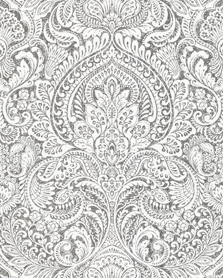 Artemis Platinum Damask Wallpaper by A-Street Prints Grey Resource Covers about 57.5 square feet 20.9-in by 33-ft long roll Unpasted 25.2 - Fabric Carolina -
